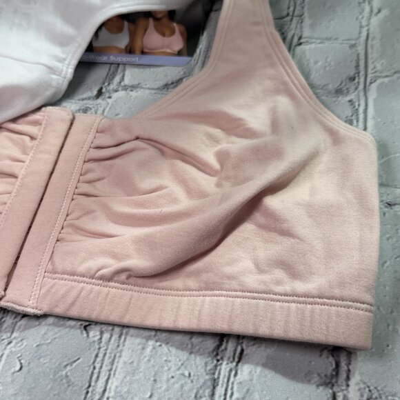 Fruit of the Loom 2 Pack 38 Women Soft Front Closure Cotton Bra NEW Pink White - Picture 13 of 15